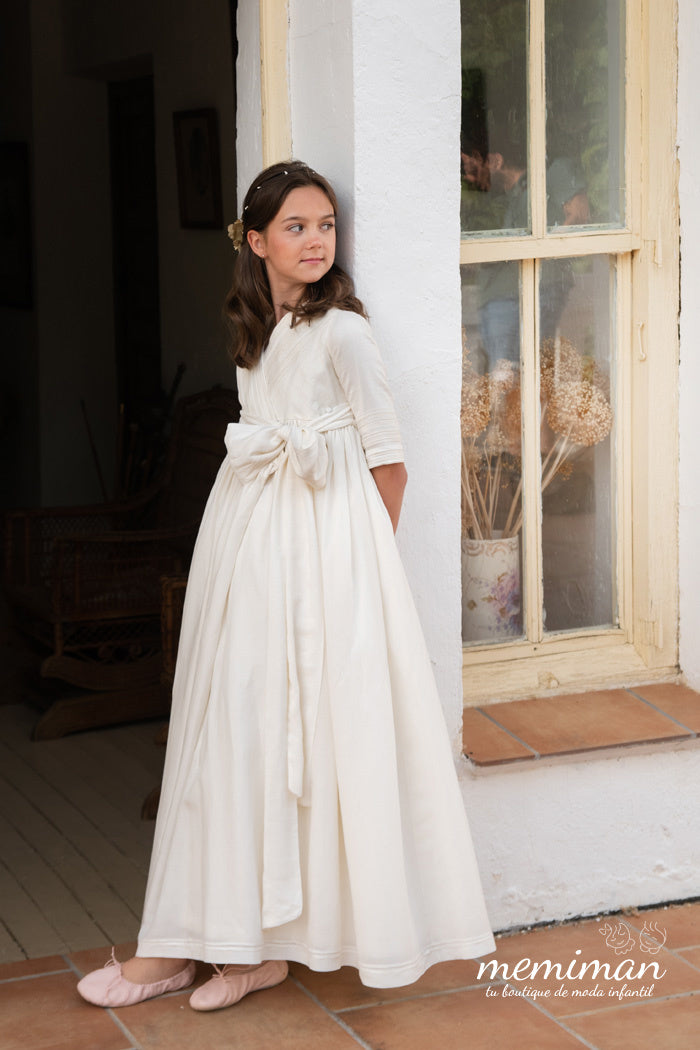 Lino Vestido Sencillo Para Bautismo MÓNICA Vestido Lino Cruzado