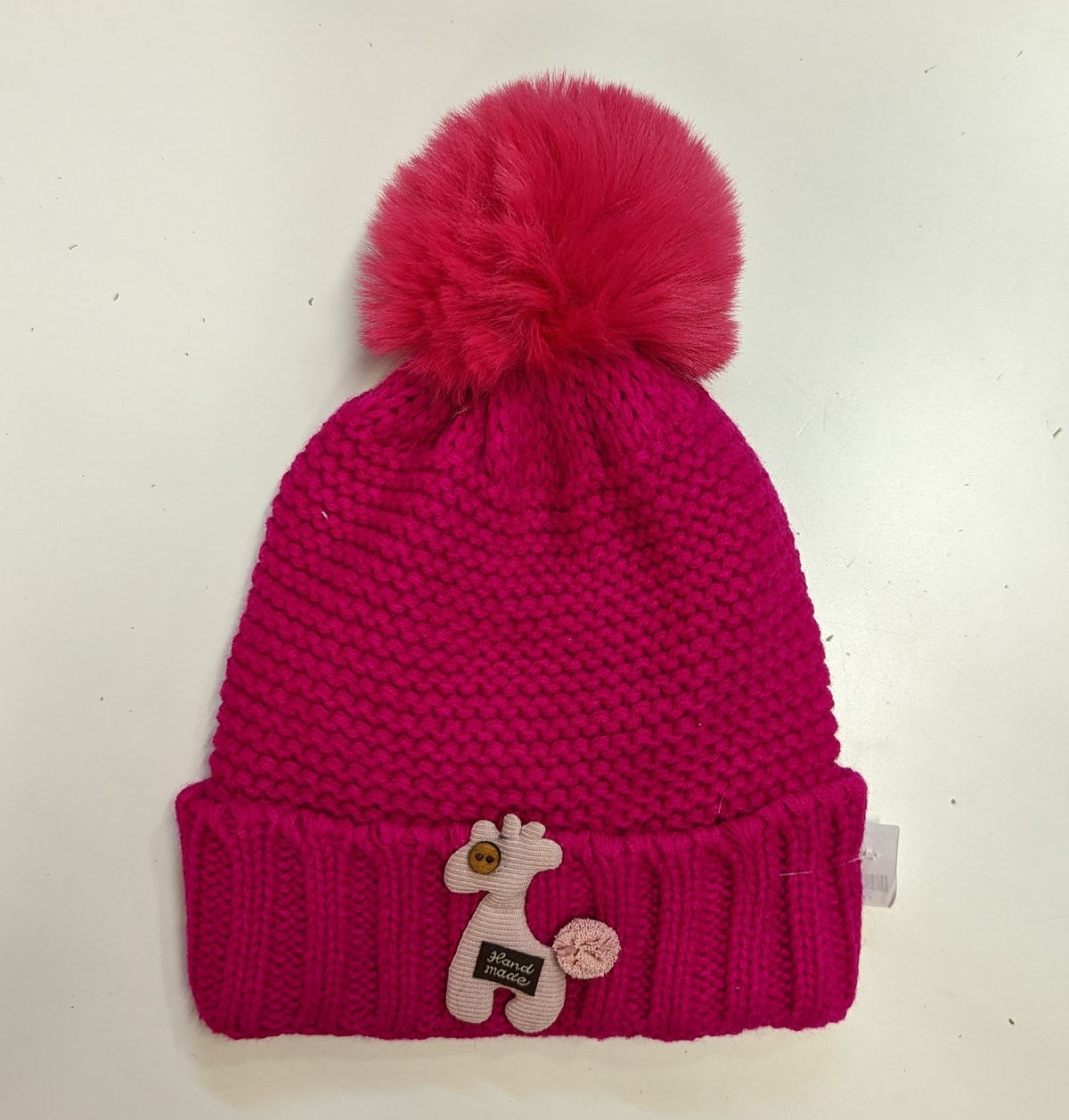 Gorro lana jirafa pompón pelo