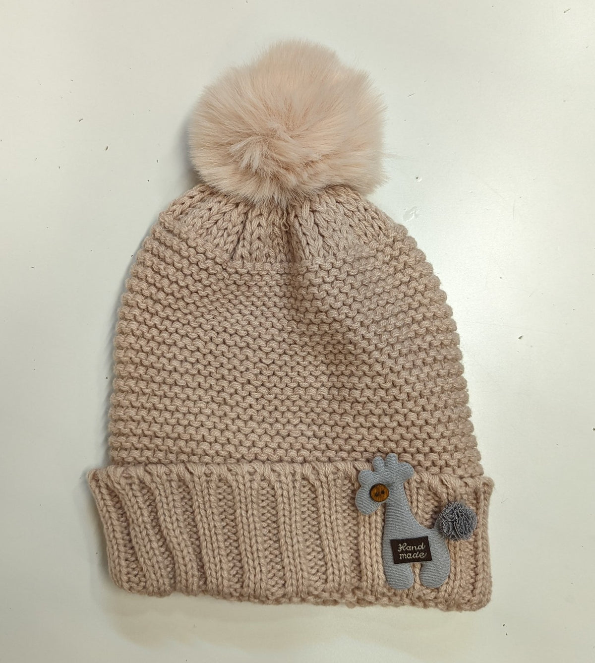 Gorro lana jirafa pompón pelo