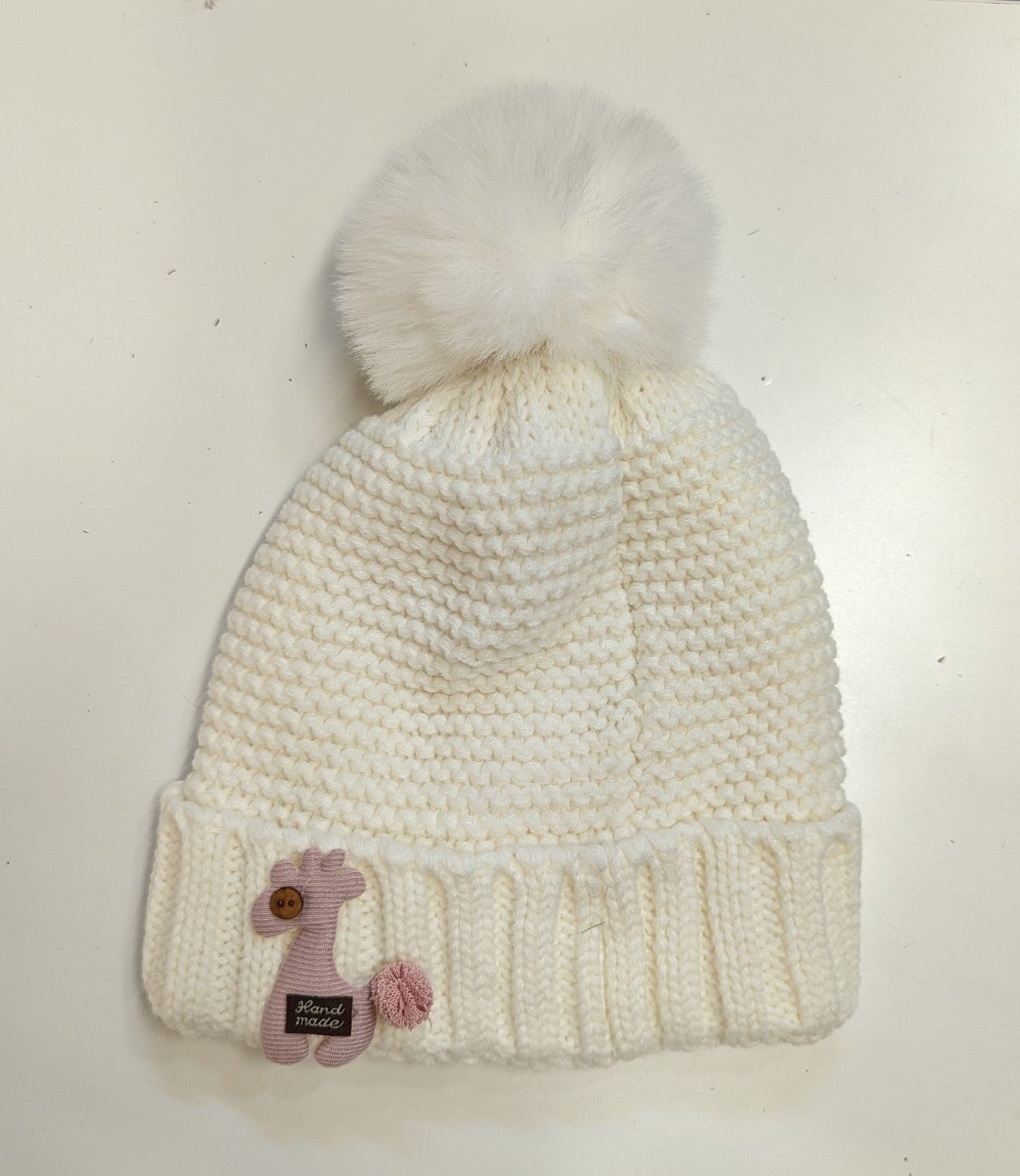 Gorro lana jirafa pompón pelo