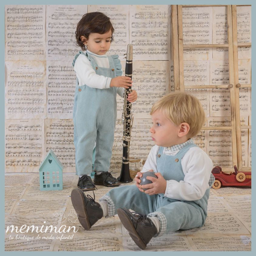 2-208 Girl's aqua green dungarees