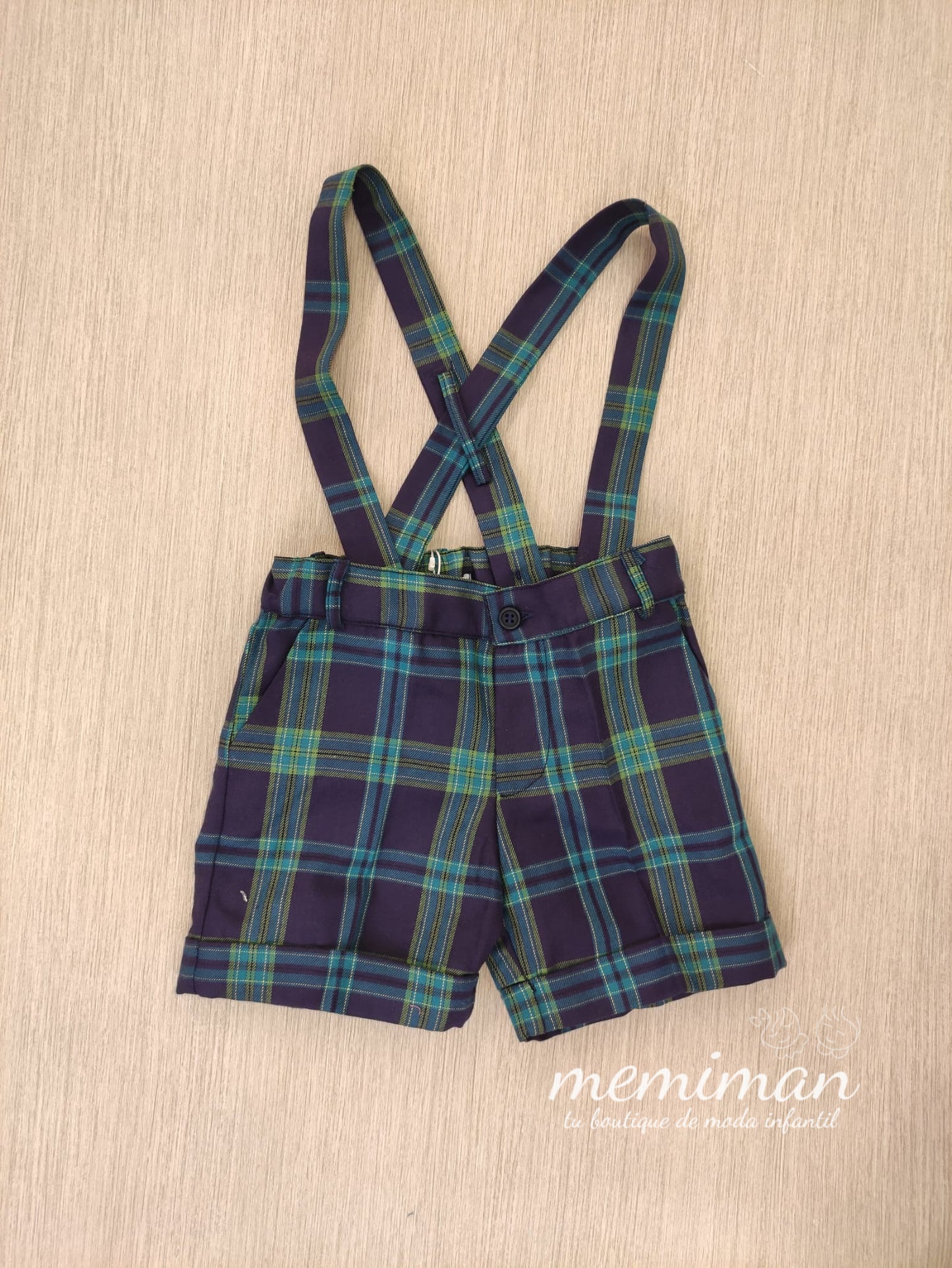 AJ509 Green check dungarees