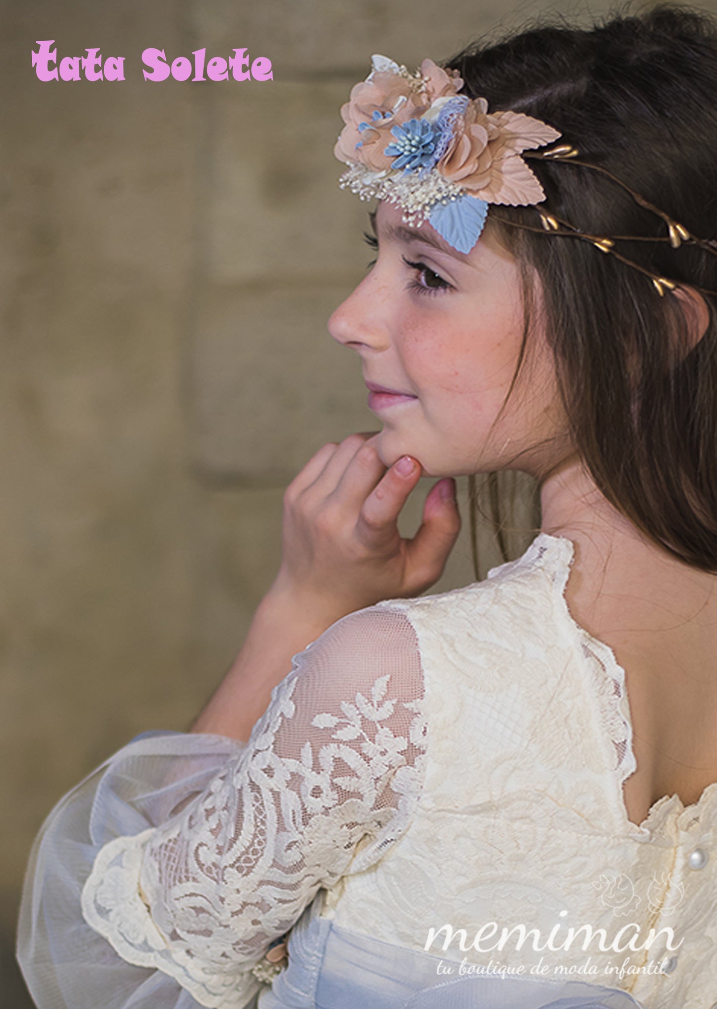 PATRI Headdress with pink and blue flowers