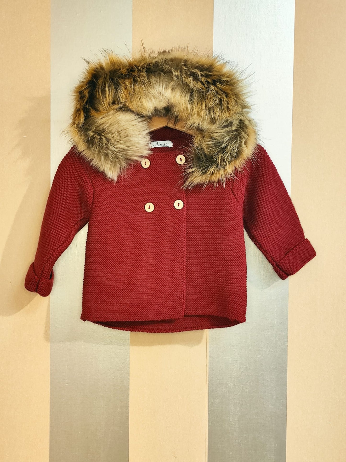 Knitted trench coat with hood