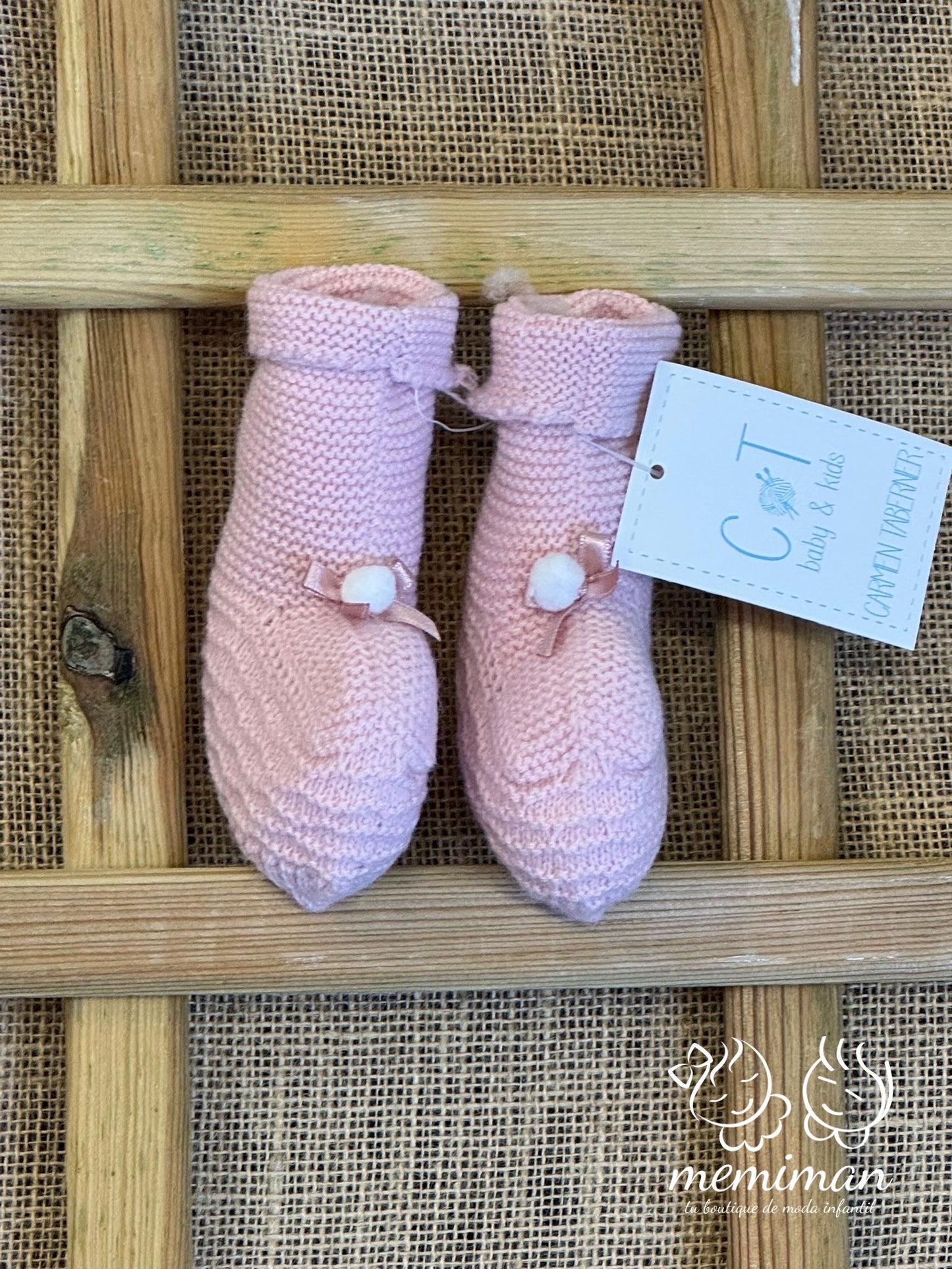 252-B412 Bottines hautes avec pompon et nœud 