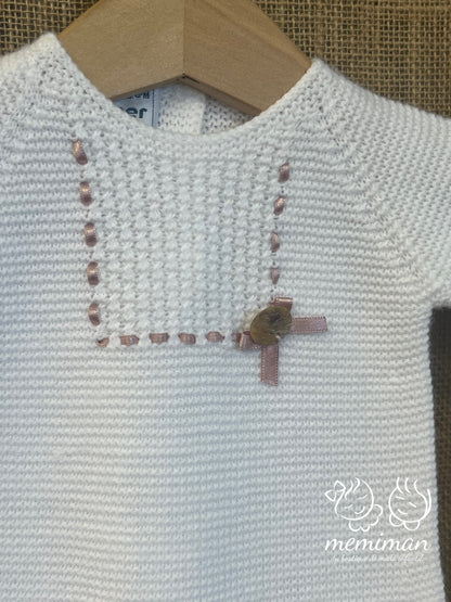 252-4601 Combinaison en tricot avec nœud en ruban 