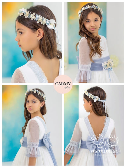 6120 Communion Dress Tulle Polka Dots 