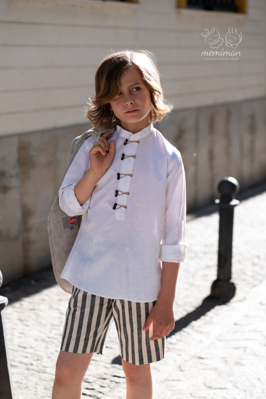 10-06133 Camisa Lino Cuello Mao