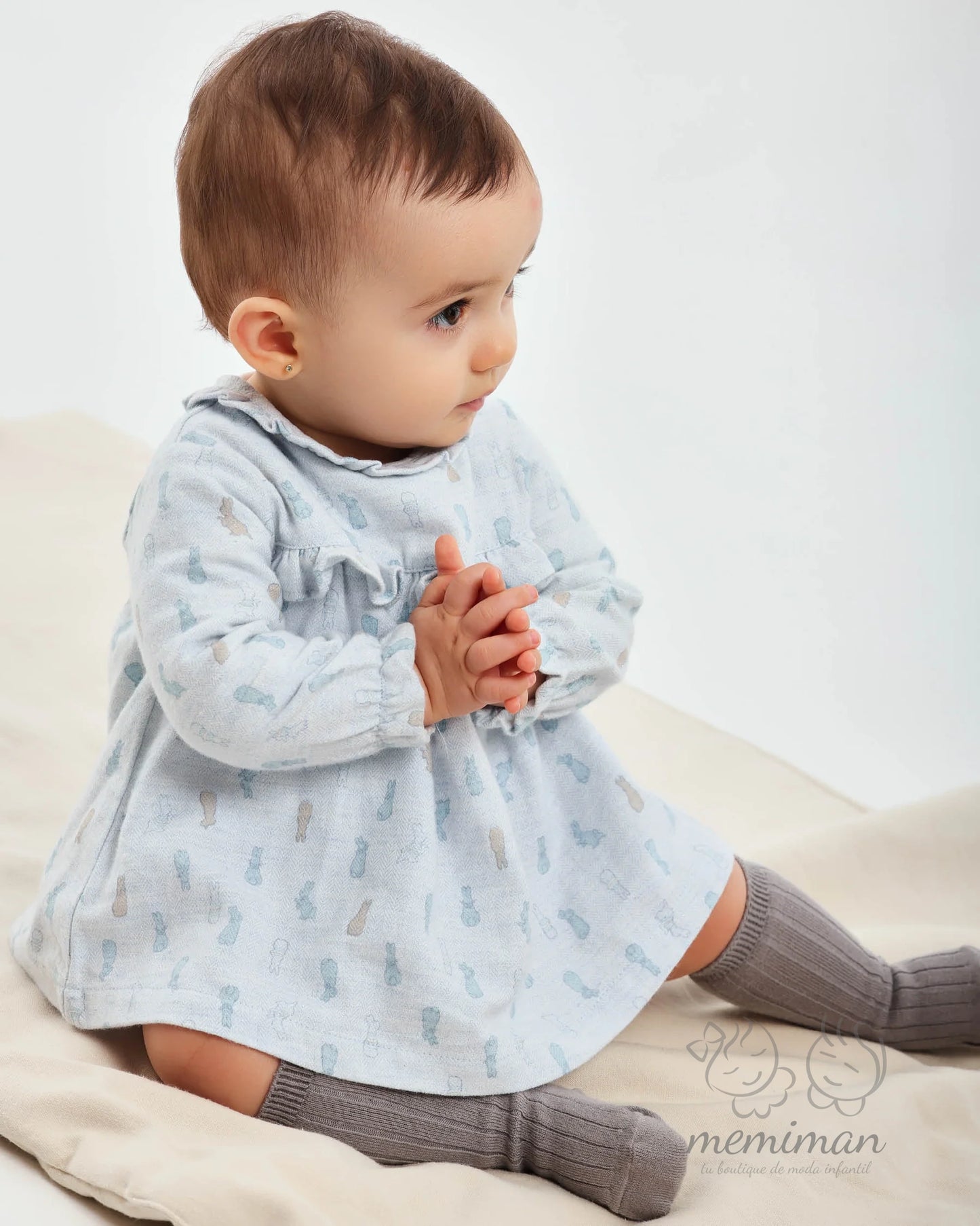 1235W25 SALTARÍN Vestido Bebé Conejitos