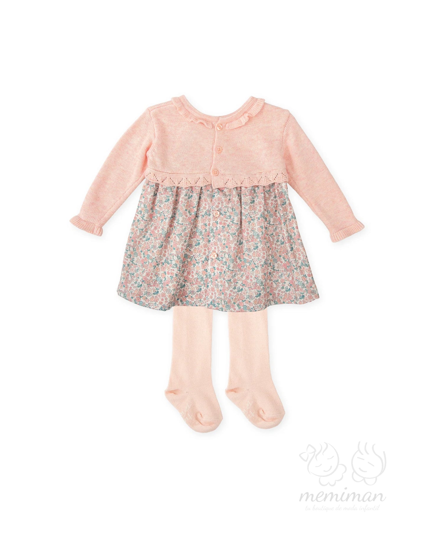 1260W25 BOUQUET Vestido Bebé Tricot y Flores
