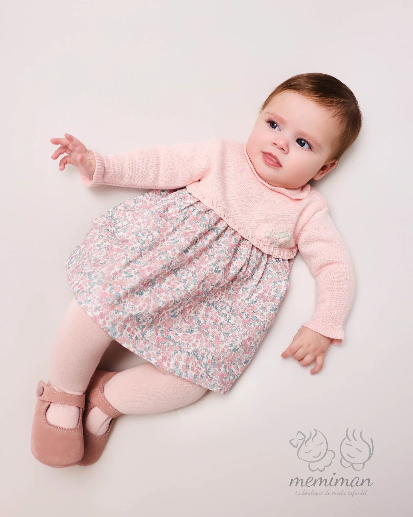 1260W25 BOUQUET Vestido Bebé Tricot y Flores