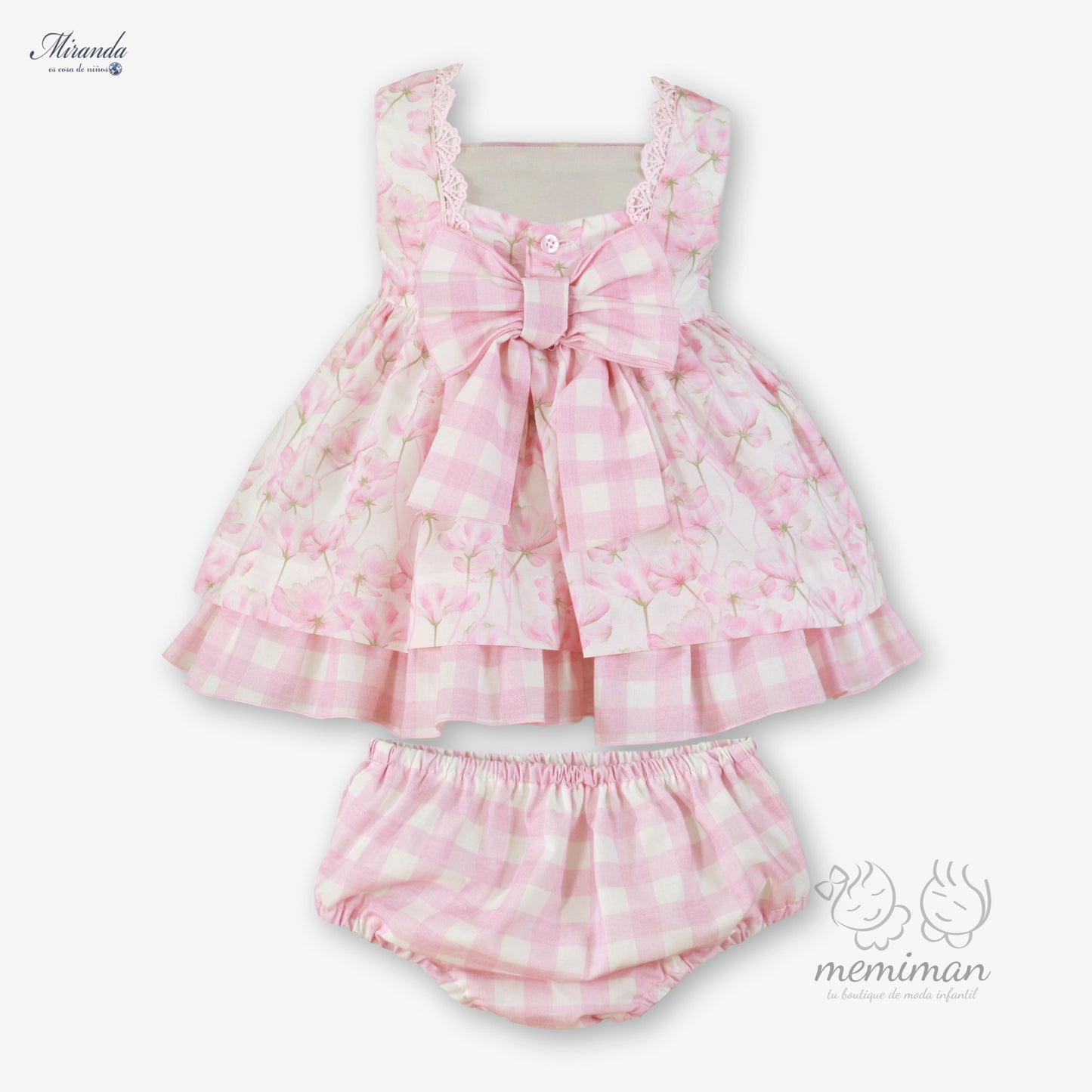 39-0133-VB Vestido Bebé Flores Cuadros