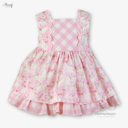 39-0133-VB Vestido Bebé Flores Cuadros