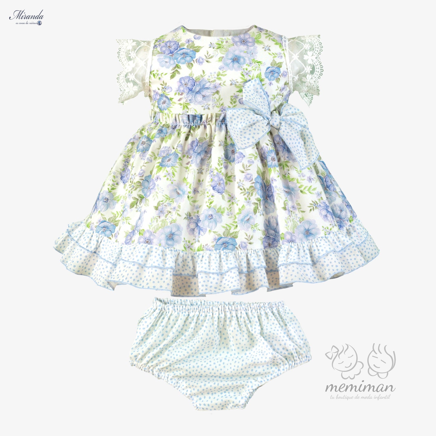 Robe bébé à fleurs et culotte assortie 39-0136-VB 