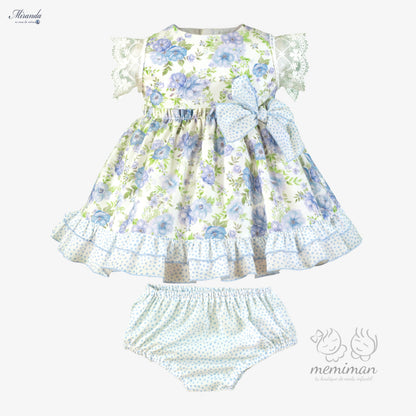 Robe bébé à fleurs et culotte assortie 39-0136-VB 