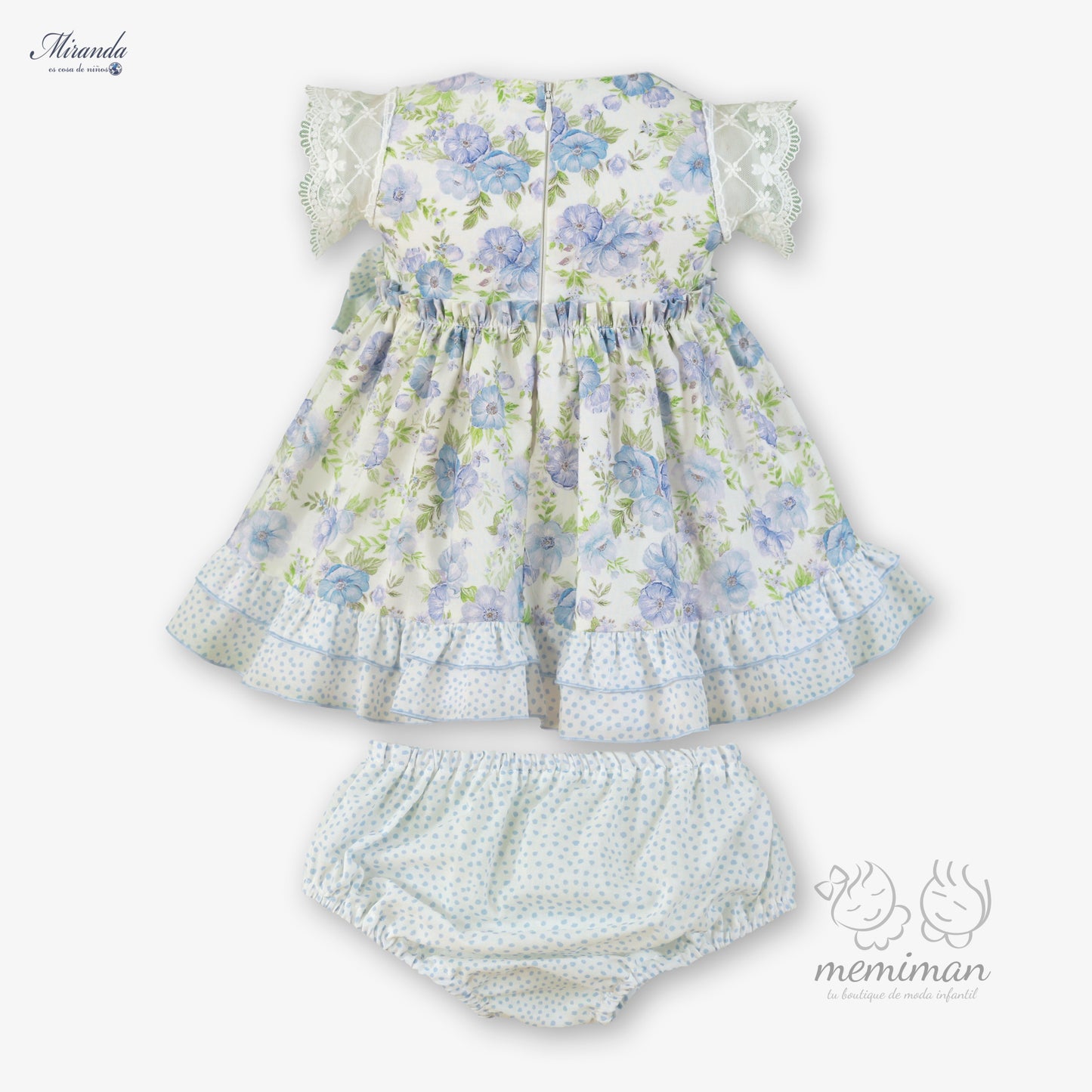 Robe bébé à fleurs et culotte assortie 39-0136-VB 