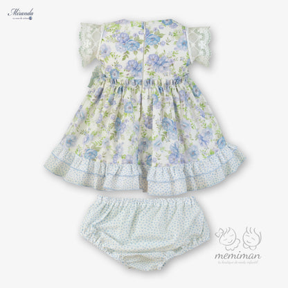 Robe bébé à fleurs et culotte assortie 39-0136-VB 