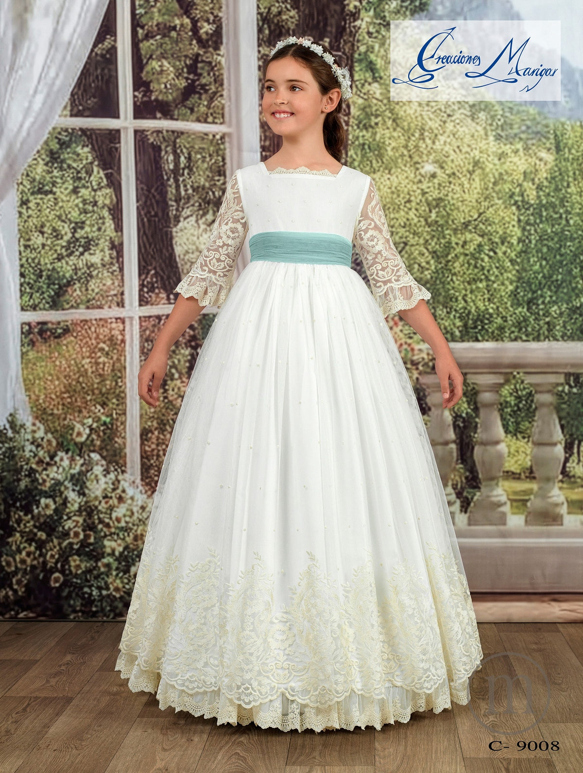 C-9008 Vestido Comunión Tul Bordado