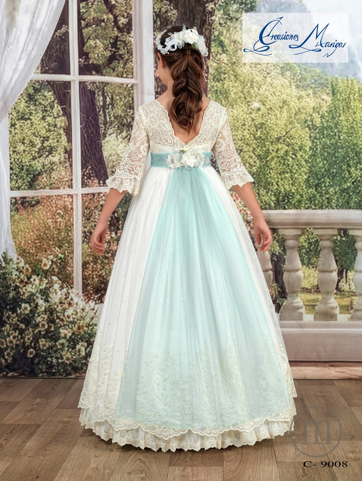 C-9008 Vestido Comunión Tul Bordado