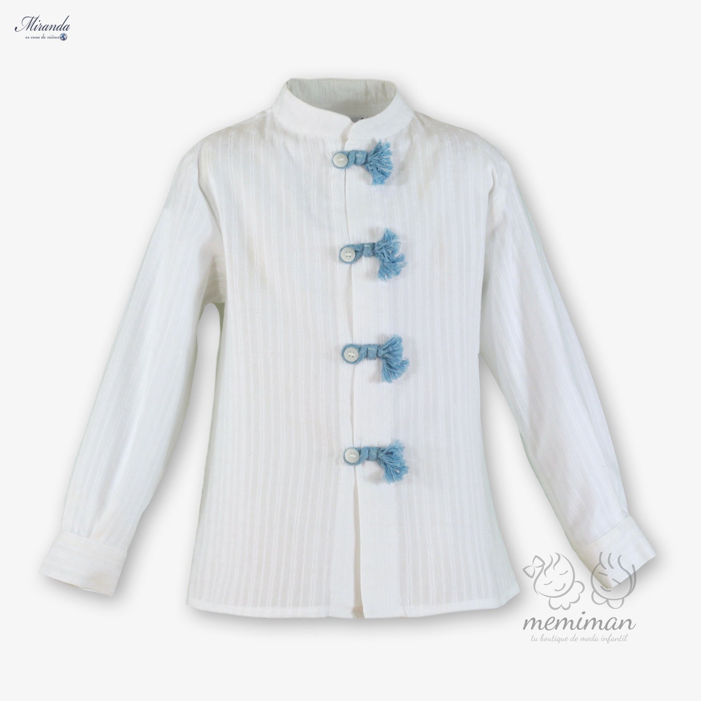 Chemise garçon 39-0228-2 avec cordon de serrage bleu 