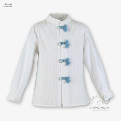 Chemise garçon 39-0228-2 avec cordon de serrage bleu 