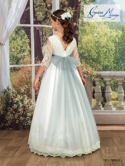 C-9011 Vestido Comunión Tul Bordado