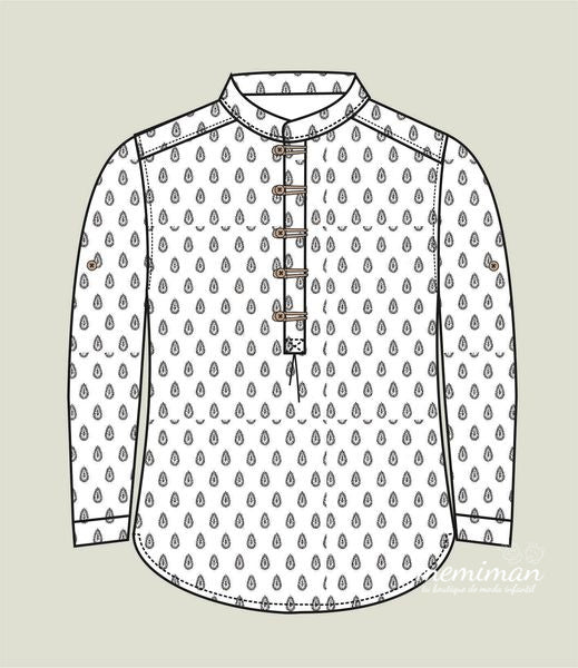 01-46140 Boy's printed blouse with knots 