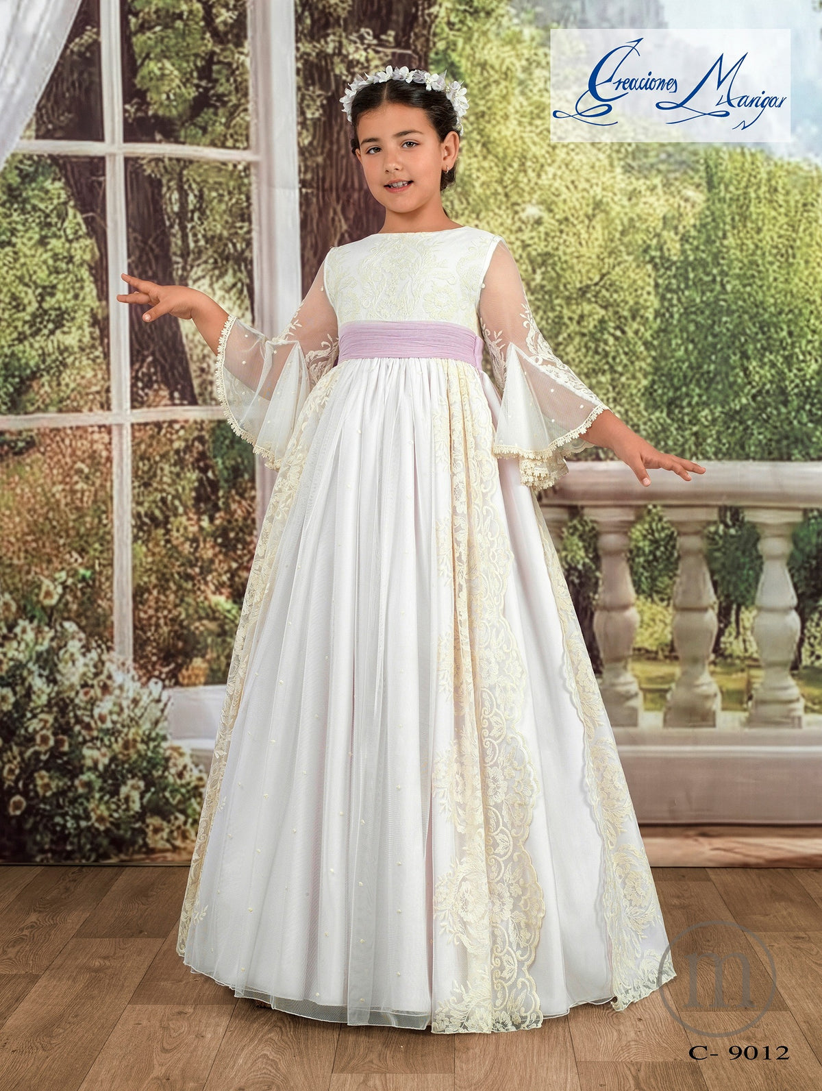 C-9012 Vestido Comunión Tul Bordado