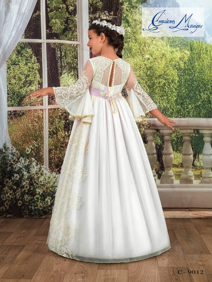 C-9012 Vestido Comunión Tul Bordado