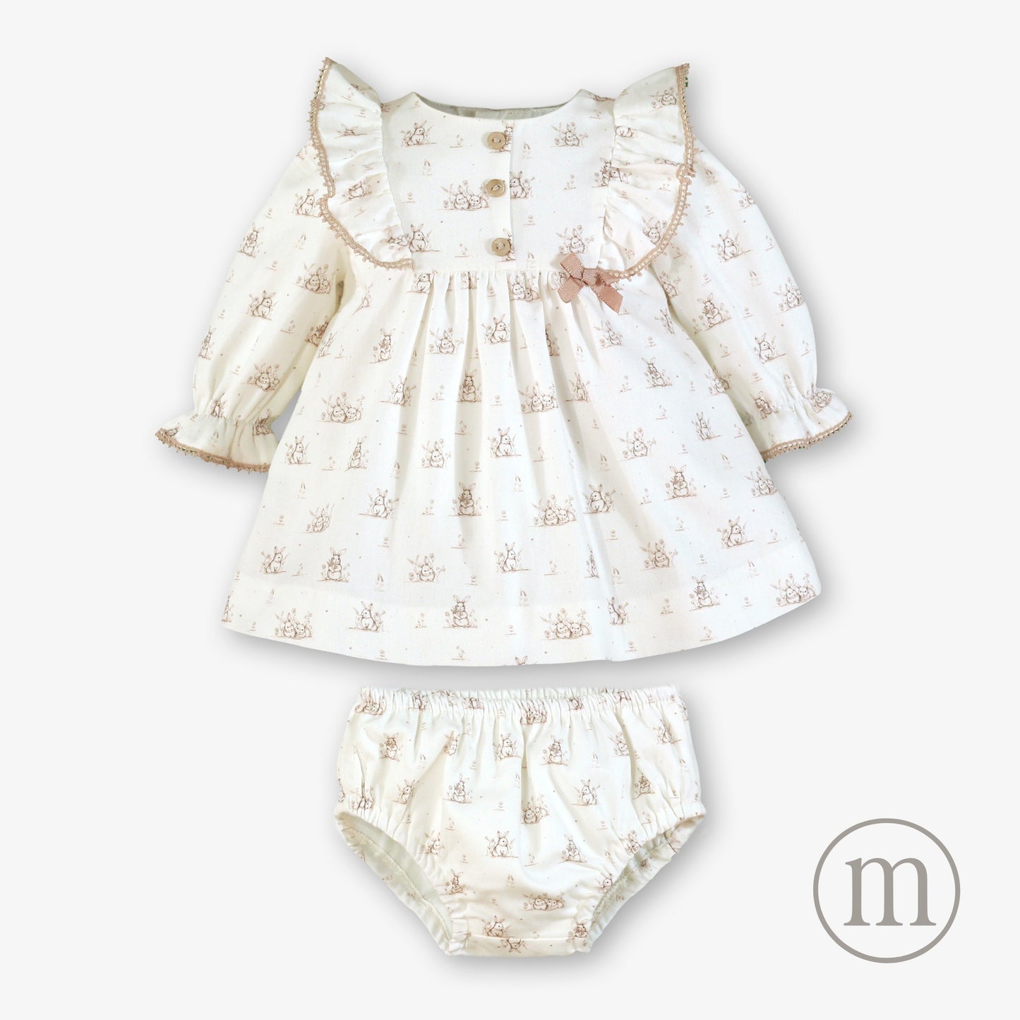 40-0028-VB Vestido Bebé Braguita Conejitos