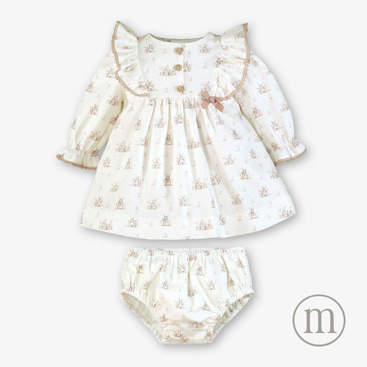 40-0028-VB Vestido Bebé Braguita Conejitos