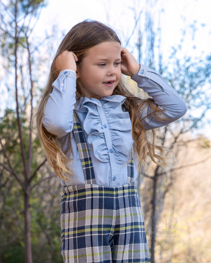 3144W25 DOMA Checkered Suspenders Trousers 