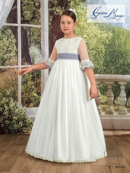 C-9016 Vestido Comunión Tul Plumeti