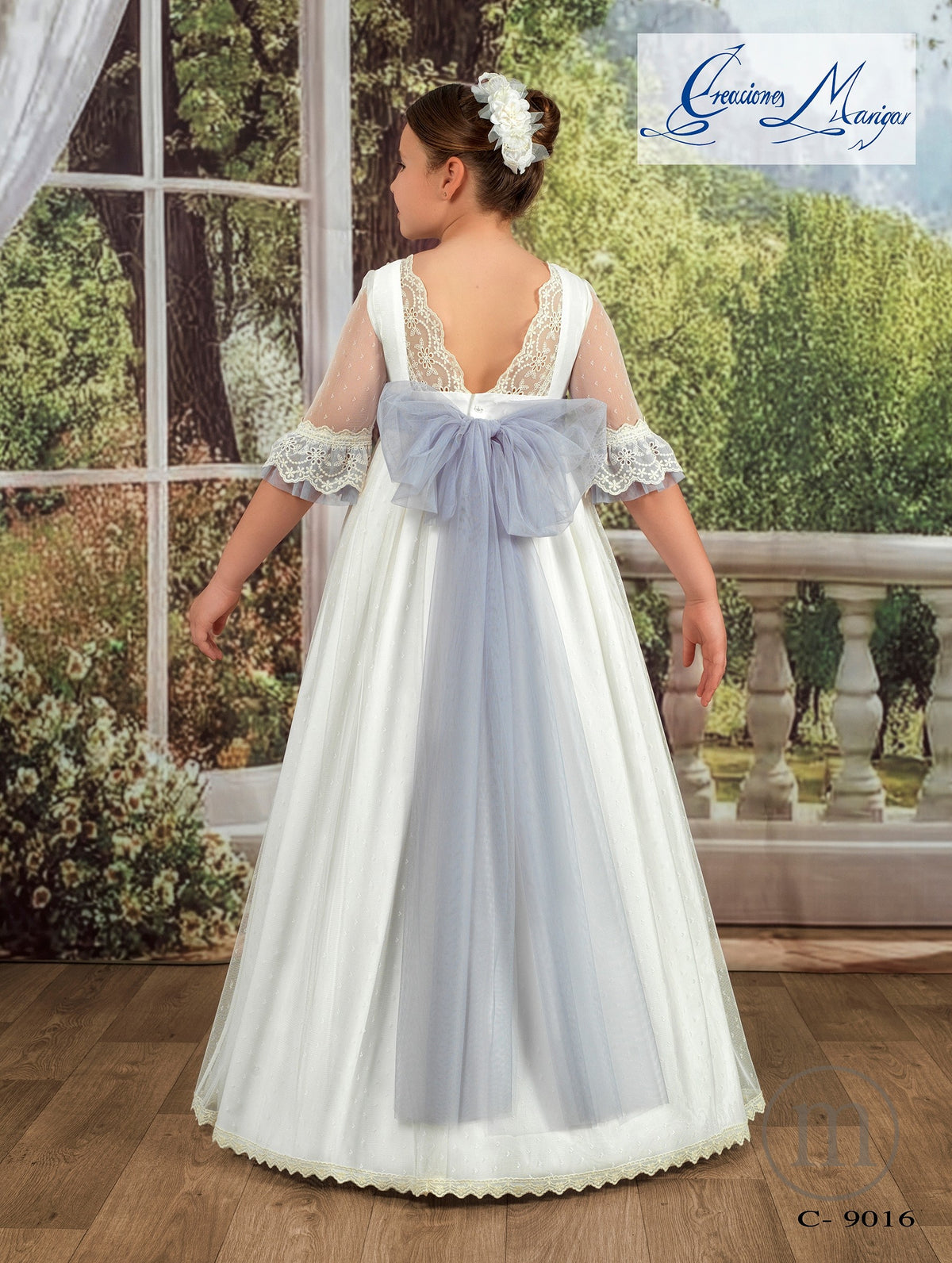 C-9016 Vestido Comunión Tul Plumeti