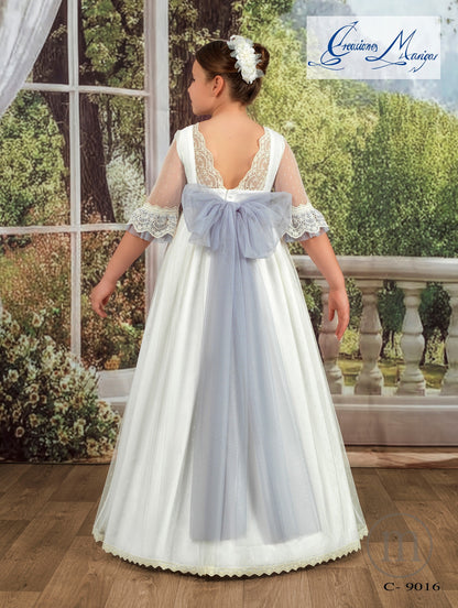 C-9016 Vestido Comunión Tul Plumeti