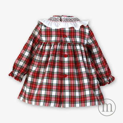 40-0032-VBG Vestido Bebé Braguita y Gorro Cuadros
