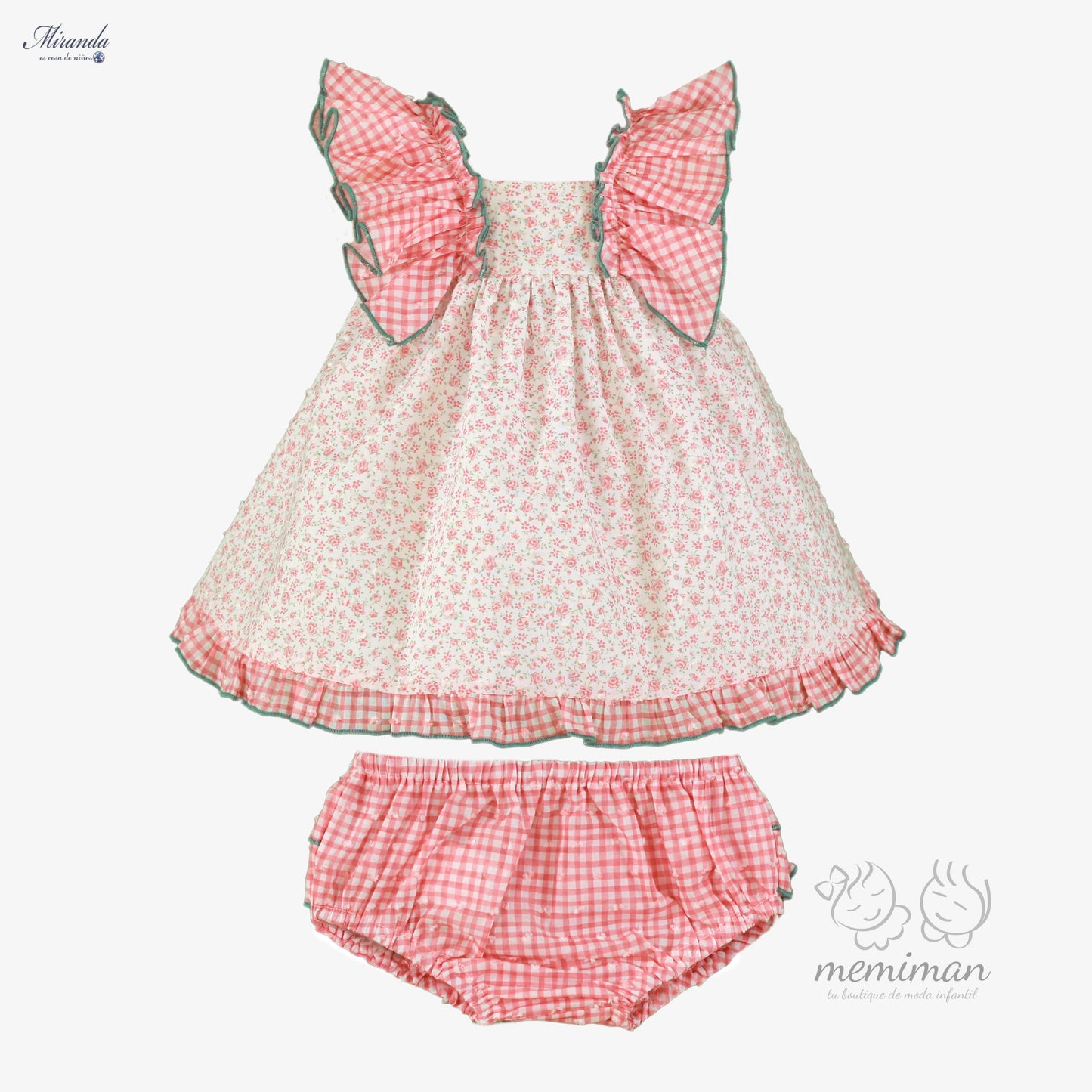 39-0048-VB Vestido Bebé Flores Cuadros