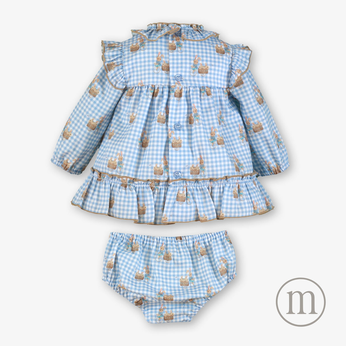 40-0048-VB Vestido Bebé Braguita Cuadros Conejo