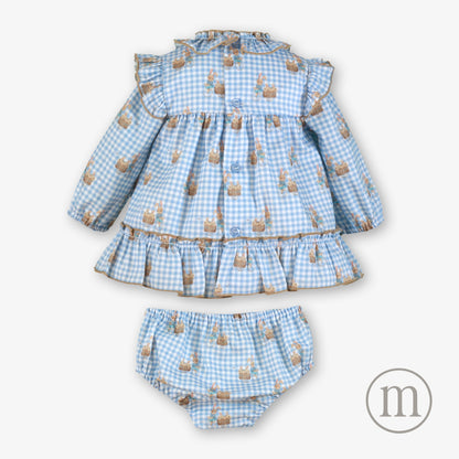 40-0048-VB Vestido Bebé Braguita Cuadros Conejo
