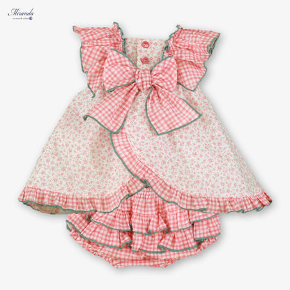 39-0048-VB Vestido Bebé Flores Cuadros