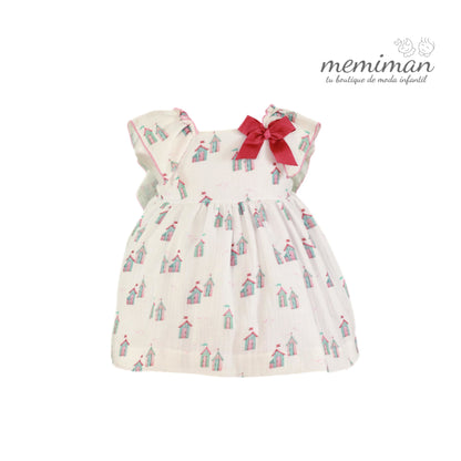 35-0528-V Vestido infantil casitas