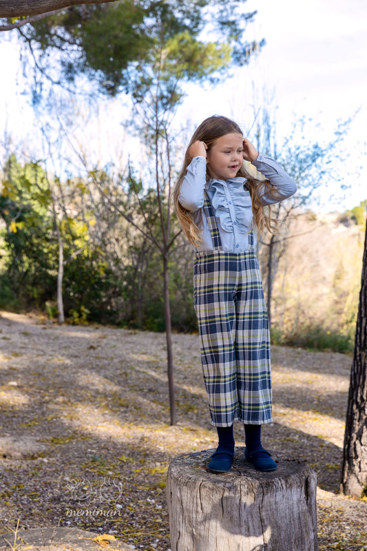 3144W25 DOMA Checkered Suspenders Trousers 
