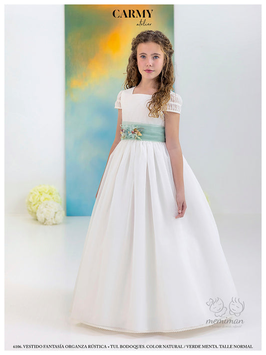 6106 Rustic Organza Communion Dress 