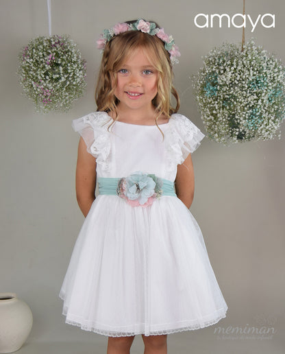 612402 Vestido infantil tul plumeti