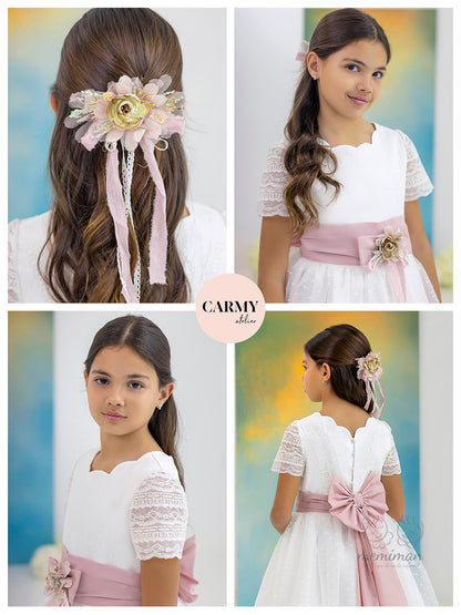 6124 Vestido Comunión Organza Plumeti