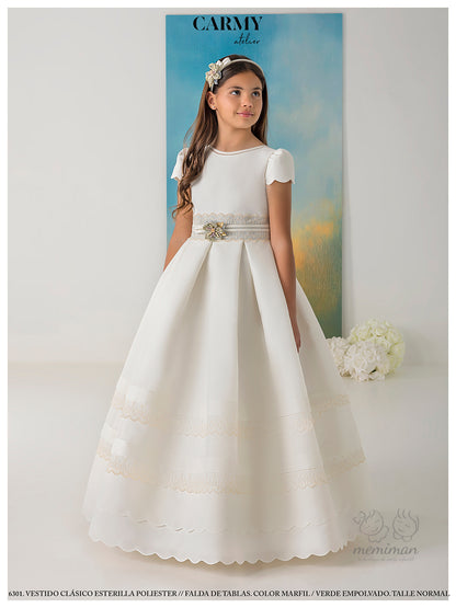 6301 Vestido Comunión Esterilla Tablas