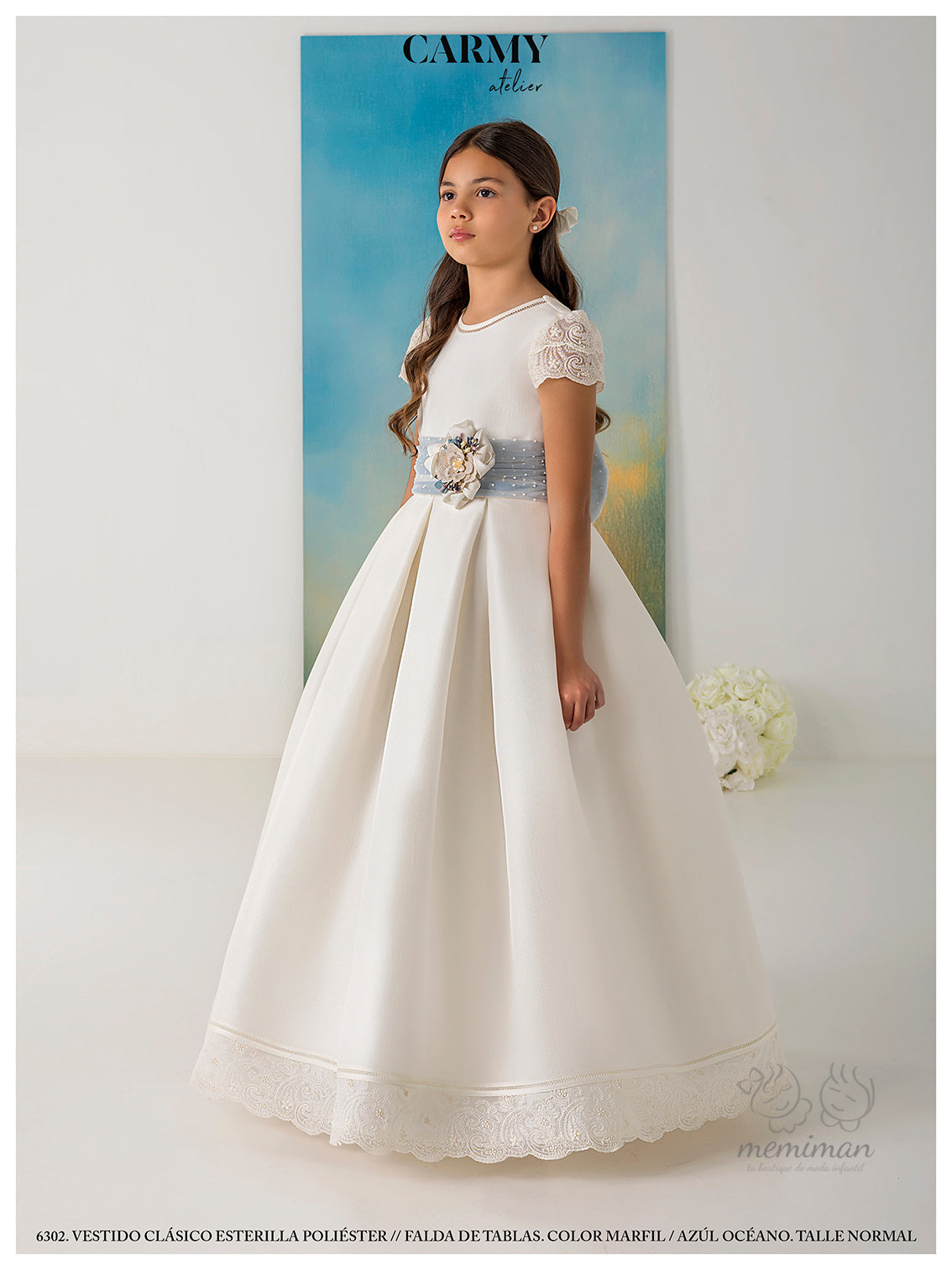 6302 Vestido Comunión Esterilla Tablas