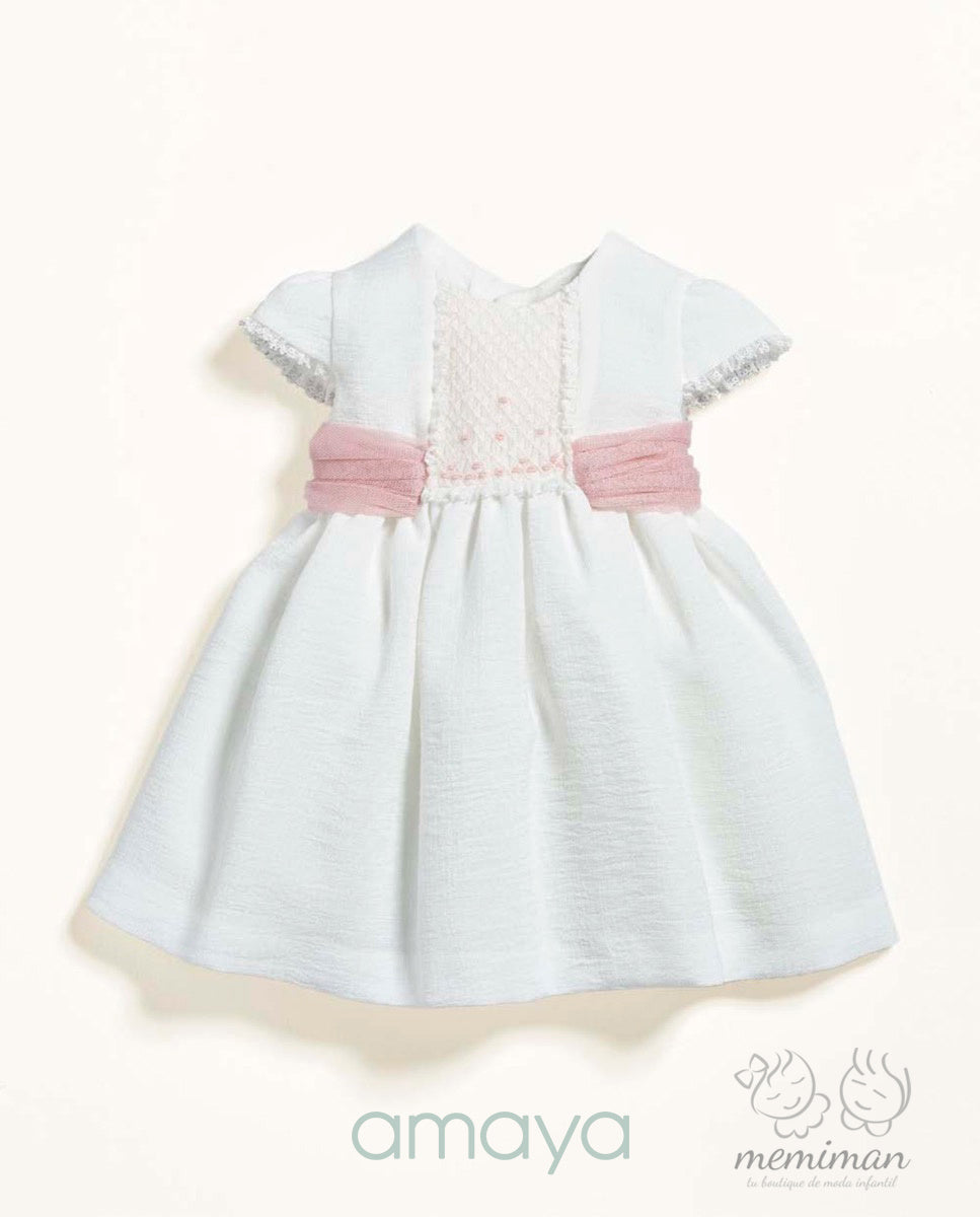 633306 Vestido Bebé Nido de Abeja
