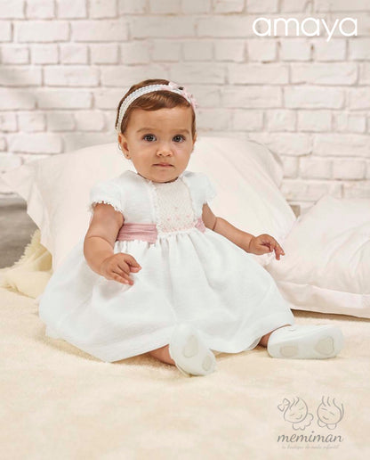 633306 Vestido Bebé Nido de Abeja