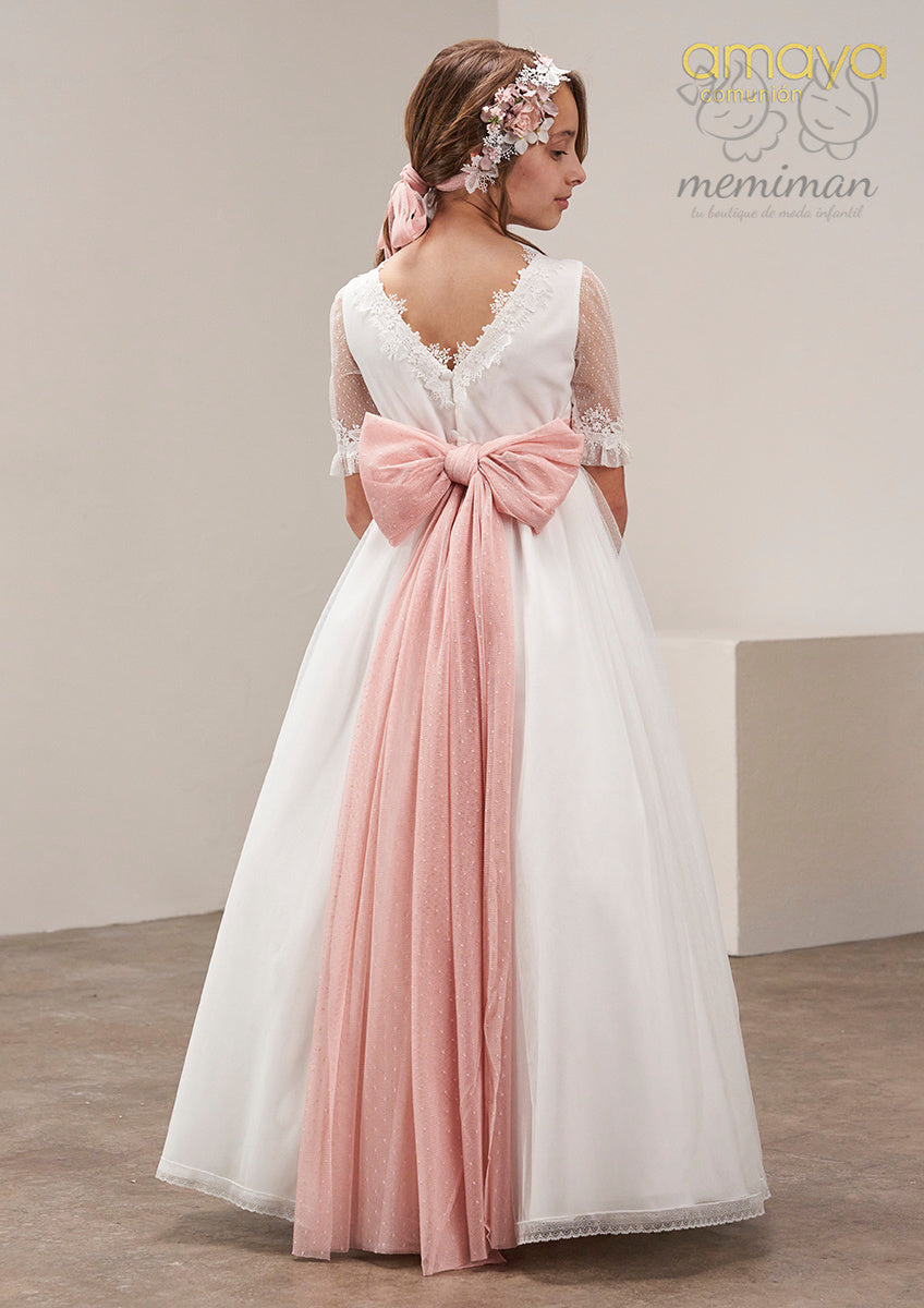 637019MD Vestido Comunión Tul-Guipur
